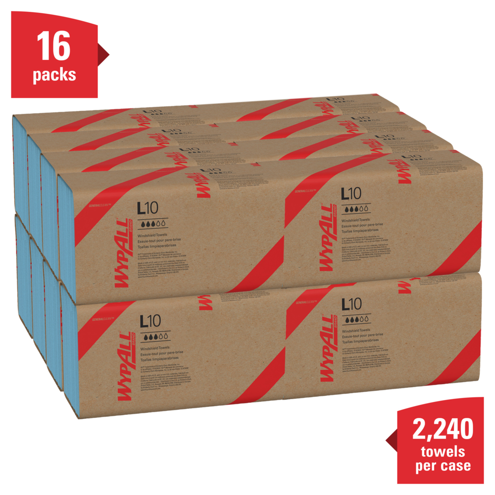 WypAll® GeneralClean™ L10 Light Cleaning Towels (05120), Limited Use Towels, White (140 Sheets/Box, 16 Boxes/Case, 2,400 Sheets/Case) - 05120