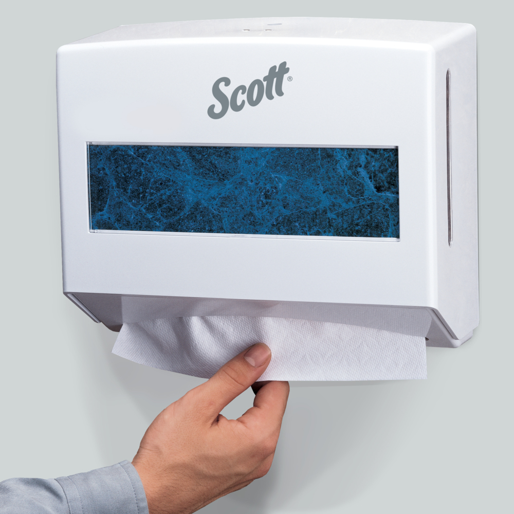 Distributrice d’essuie-mains pliés Scott® Scottfold™ (09214), blanche, 27,31 cm x 22,86 cm x 12,07 cm (10,75 po x 9,0 po x 4,75 po) (qté 1) - 09214