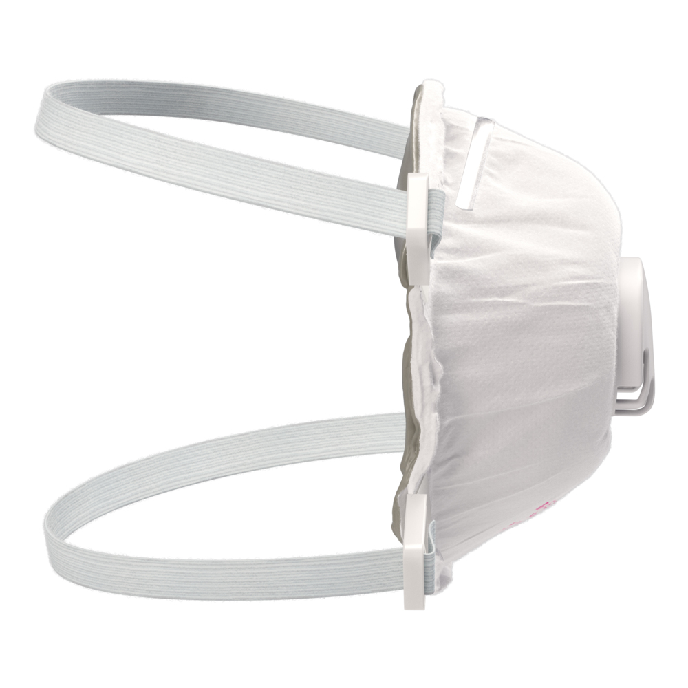 KleenGuard™ 3800 Series P100 Particulate Respirator (55400), RA3830V Molded Cup Style, NIOSH-Approved, Exhalation Valve, Regular, White (1 Respirator/Bag, 5 Bags/Case, 5 Respirators/Case) - 55400