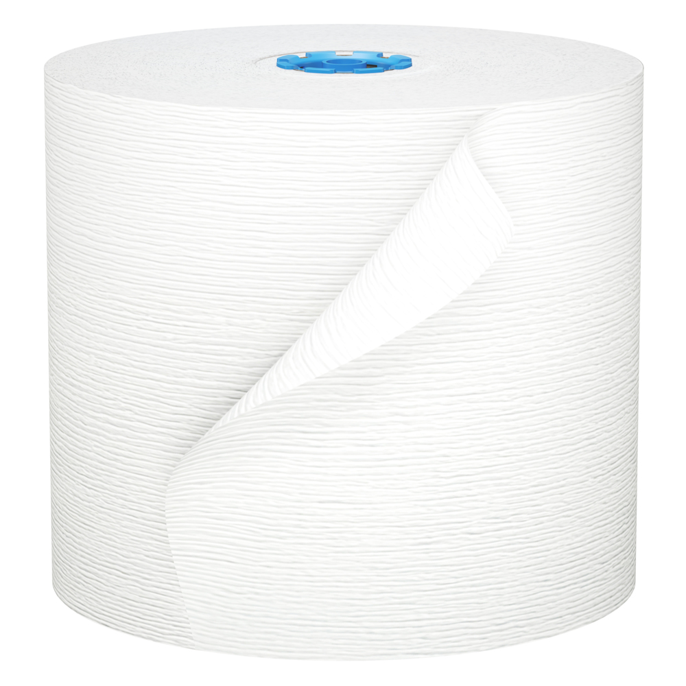 Essuie-mains en rouleau Kleenex® (25637) avec la technologie Premium Absorbency Pockets™, pour les distributrices avec mandrin bleu, blancs (700 pi/rouleau, 6 rouleaux/caisse, 4 200 pi/caisse) - 25637