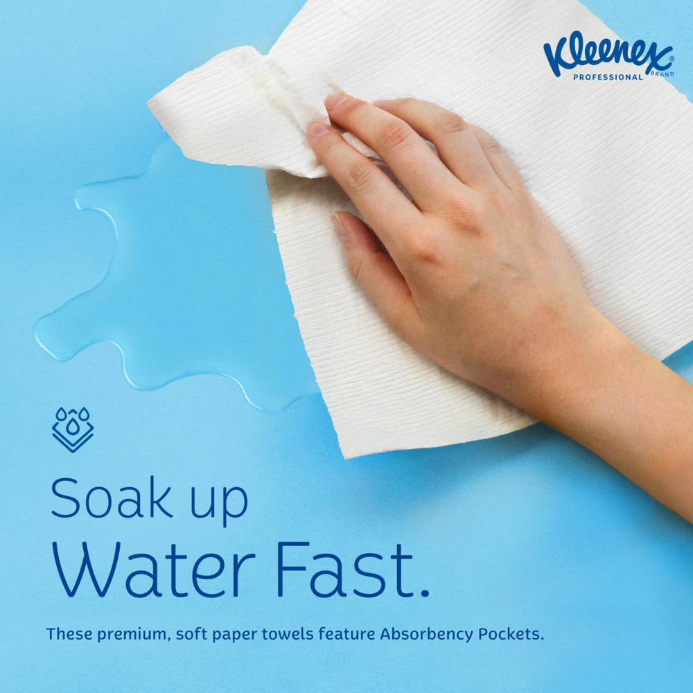 Kleenex® Multifold Paper Towels (01890), 1-Ply, 9.2" x 9.4" sheets, White, (150 Sheets/Pack, 16 Packs/Case, 2400 Sheets/Case) - 01890